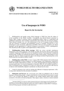 WORLD HEALTH ORGANIZATION FIFTY-FOURTH WORLD HEALTH ASSEMBLY A54/INF.DOC./2 2 April 2001