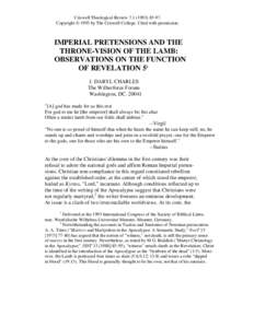 Imperial Pretensions and the Throne-Vision of the Lamb: Observations on the Function of Revelation 5