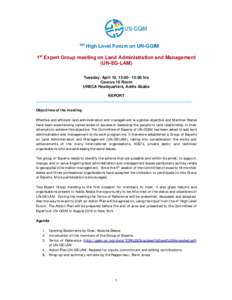 4th  High Level Forum on UN-GGIM 1st Expert Group meeting on Land Administration and Management (UN-EG-LAM)