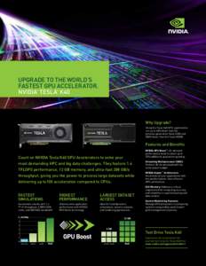 UPGRADE TO THE WORLD’S FASTEST GPU ACCELERATOR. NVIDIA  TESLA  K40 ®  ®