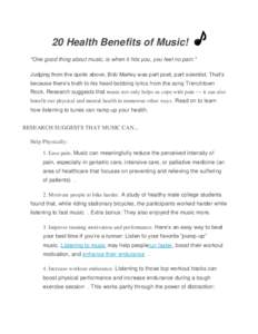 20 Health Benefits of Music! 