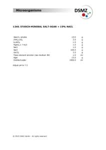 1240. STARCH-MINERAL SALT-AGAR + 10% NACL  Starch, soluble (NH4)2SO4 K2HPO4 MgSO4 x 7 H2O