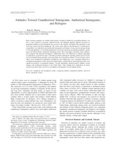 Attitudes Toward Unauthorized Immigrants, Authorized Immigrants, and Refugees