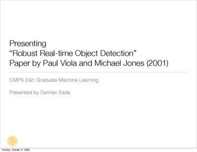 Presenting “Robust Real-time Object Detection” Paper by Paul Viola and Michael Jones (2001)