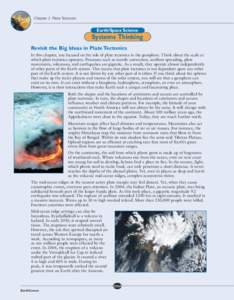 Chapter 2 Plate Tectonics  Earth/Space Science Systems Thinking Revisit the Big Ideas in Plate Tectonics