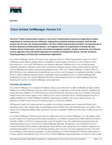 Data Sheet  Cisco Unified CallManager Version 5.0