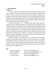 UNEP/NOWPAP/CEARAC/FPM 7/11 Annex V Page 1 1. General Briefing Background
