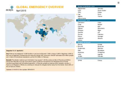 1  GLOBAL EMERGENCY OVERVIEW AprilSnapshot 15–21 April 2015