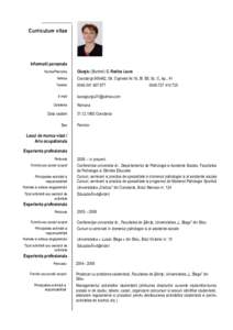 Curriculum vitae  Informatii personale Nume/Prenume  Giurgiu (Burchel) C. Rodica Laura