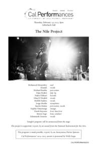 Thursday, February 19, 2015, 8pm Zellerbach Hall The Nile Project  Mohamed Abouzekry