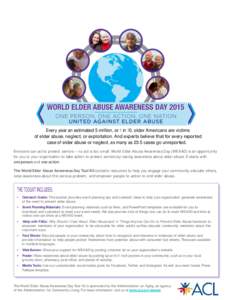 World Elder Abuse Awareness Day 2015