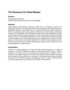 Computational phylogenetics / Biomatters / DNA sequencing / Smith–Waterman algorithm / Molecular biology / Velvet assembler / Bioinformatics / Science / Geneious