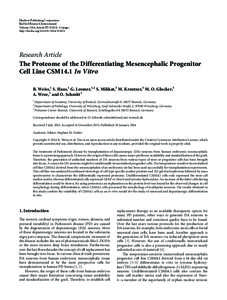The Proteome of the Differentiating Mesencephalic Progenitor Cell Line CSM14.1 In Vitro