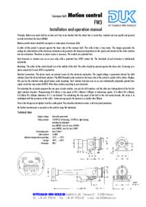Conveyor belt  Motion control FW3  Installation and operation manual