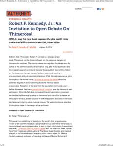 Robert F. Kennedy, Jr.: An Invitation to Open Debate On Thimerosal | Alternet