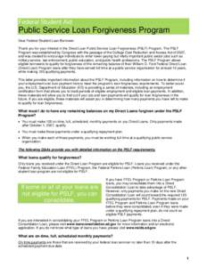 Public Service Loan Forgiveness Program Dear Borrower Letter