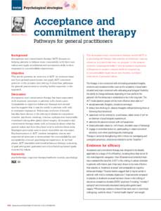 Psychological strategies  Matthew Smout Acceptance and commitment therapy