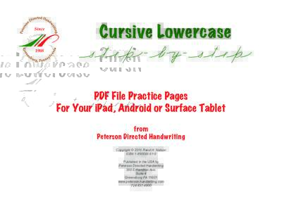 Cursive Lowercase †ßáêÑïáƒë-ãàé¥Ï-†ßáêÑïáƒë PDF File Practice Pages For Your iPad, Android or Surface Tablet from Peterson Directed Handwriting