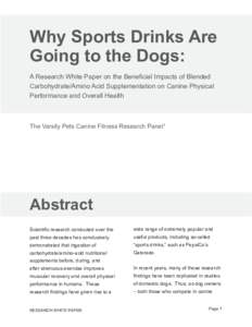 Why Sports Drinks Are Going to the Dogs: 1  Abstract