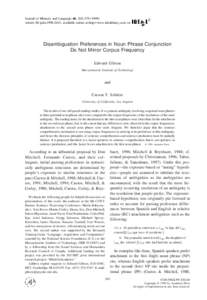 Journal of Memory and Language 40, 263–Article ID jmla, available online at http://www.idealibrary.com on Disambiguation Preferences in Noun Phrase Conjunction Do Not Mirror Corpus Frequency Edward