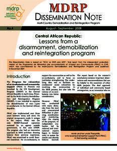 MDRP  Dissemination Note Multi-Country Demobilization and Reintegration Program  No.4