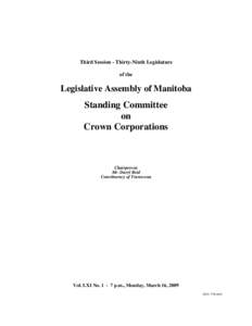 The Legislative Assembly of Manitoba Debates and Proceedings