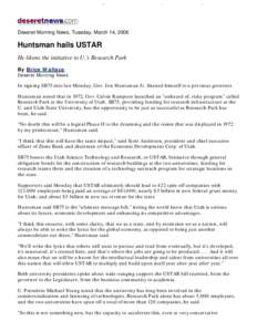 deseretnews.com | Huntsman hails USTAR | Deseret Morning News...