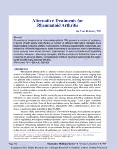 Alternative Treatments for Rheumatoid Arthritis