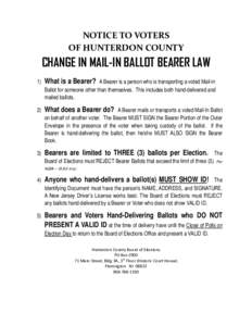 NOTICE TO VOTERS OF HUNTERDON COUNTY CHANGE IN MAIL-IN BALLOT BEARER LAW 1)