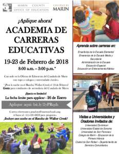 ¡Aplique ahora!  ACADEMIA DE CARRERAS EDUCATIVASde Febrero de 2018