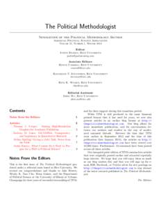 The Political Methodologist Newsletter of the Political Methodology Section American Political Science Association Volume 21, Number 1, Winter[removed]Editor: