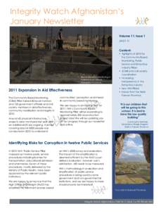 Integrity Watch Afghanistan’s January Newsletter Volume 11: IssueContent: