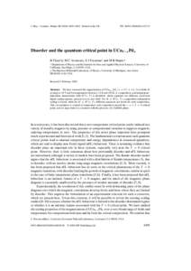 J. Phys.: Condens. Matter–4502. Printed in the UK  PII: S0953Disorder and the quantum critical point in UCu5−x Pdx R Chau†§, M C Aronson‡, E J Freeman† and M B Maple†