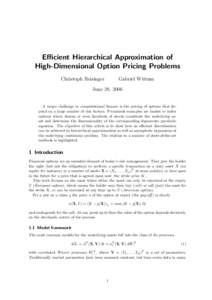 Efficient Hierarchical Approximation of High-Dimensional Option Pricing Problems Christoph Reisinger Gabriel Wittum
