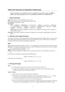 APEX/JJAP: Instructions for Preparation of Manuscript These instructions are intended for users of a standard word processor. If you use LATEX to prepare your manuscript, please refer to the template file attached to our
