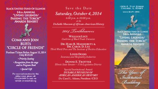 BLACK UNITED FUND OF ILLINOIS  Save the Date 14th Annual “Living Legends/