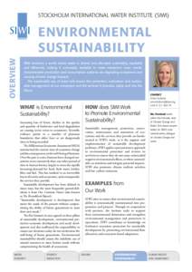 STOCKHOLM INTERNATIONAL WATER INSTITUTE (SIWI)  OVERVIEW ENVIRONMENTAL SUSTAINABILITY