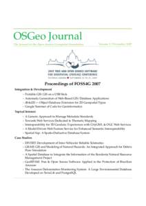 OSGeo Journal The Journal of the Open Source Geospatial Foundation Volume 3 / December[removed]Proceedings of FOSS4G 2007