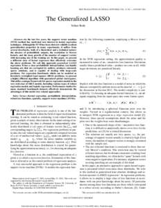16  IEEE TRANSACTIONS ON NEURAL NETWORKS, VOL. 15, NO. 1, JANUARY 2004 The Generalized LASSO Volker Roth