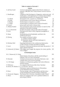 Table of contents of fascicule 1 A. de Pury-Gysel L. Haselberger P. J. Heslin M. Schütz R. Hannah
