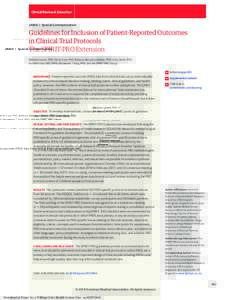 Clinical Review & Education  JAMA | Special Communication Guidelines for Inclusion of Patient-Reported Outcomes in Clinical Trial Protocols