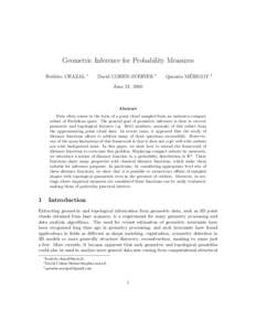 Geometric Inference for Probability Measures Fr´ed´eric CHAZAL ∗  David COHEN-STEINER