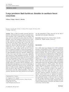 Eur J Wildl Res DOIs10344ORIGINAL PAPER  Large predators limit herbivore densities in northern forest