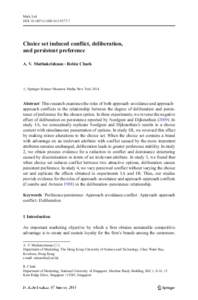 Mark Lett DOIs11002Choice set induced conflict, deliberation, and persistent preference A. V. Muthukrishnan & Robin Chark