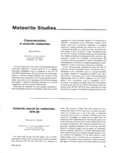 Meteorite Studies_________________ Characterization of antarctic meteorites BRIAN MASON  Department of Mineral Sciences