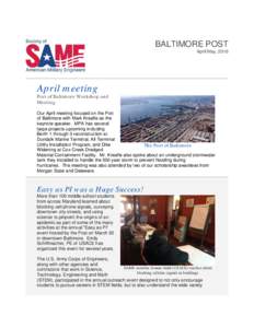 BALTIMORE POST April/May, 2016 April meeting  Port of Baltimore Workshop and