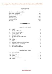 Contents pages from Musica Britannica Volume 28: Byrd Keyboard Music II (Ref MB28)  CONTENTS Introduction to the FirstEdition  XIX