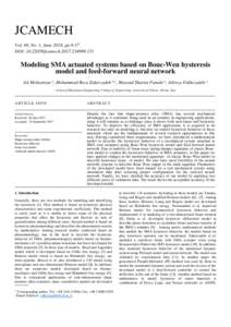 JCAMECH Vol. 49, No. 1, June 2018, pp 9-17 DOI: jcamechModeling SMA actuated systems based on Bouc-Wen hysteresis model and feed-forward neural network