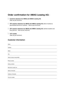Order confirmation for AMAG Leasing AG:    