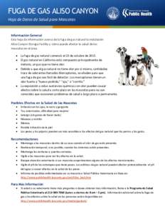 Aliso Canyon Gas Leak Information Sheet on Pet Health - in Spanish